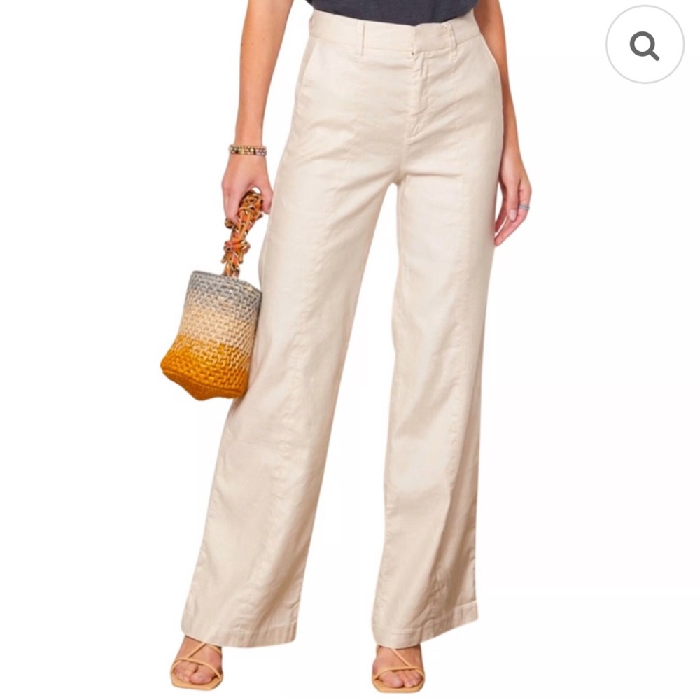 Evereve Cream Wide-Leg Pants